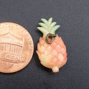 Vintage Celluloid Plastic Pineapple Fruit Cracker Jack Prize Charm for Bracelet